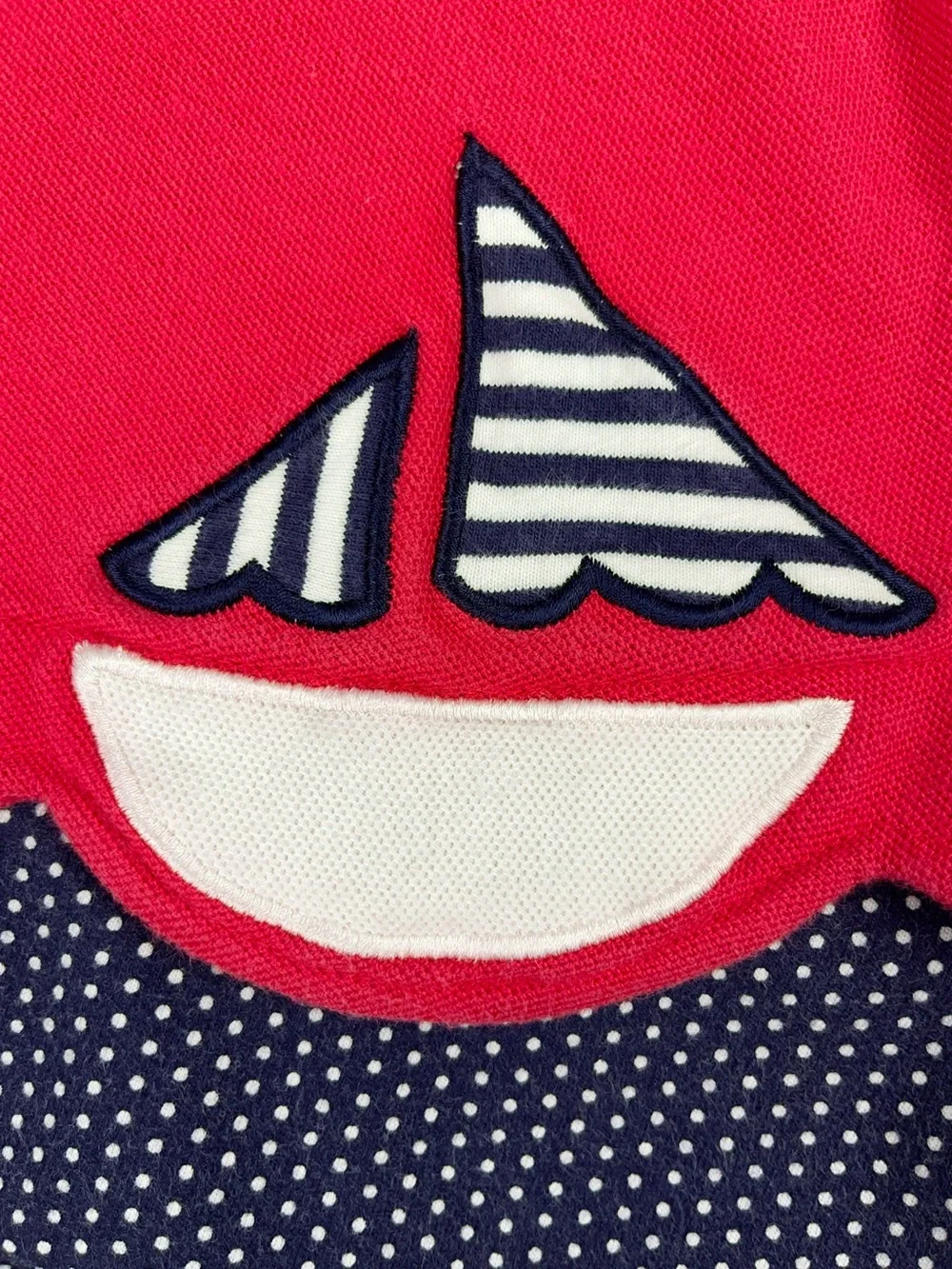 Gymboree 90s Nautical Embroidered Sailboat Rainbow Tag Polka Dot Vintage Top M